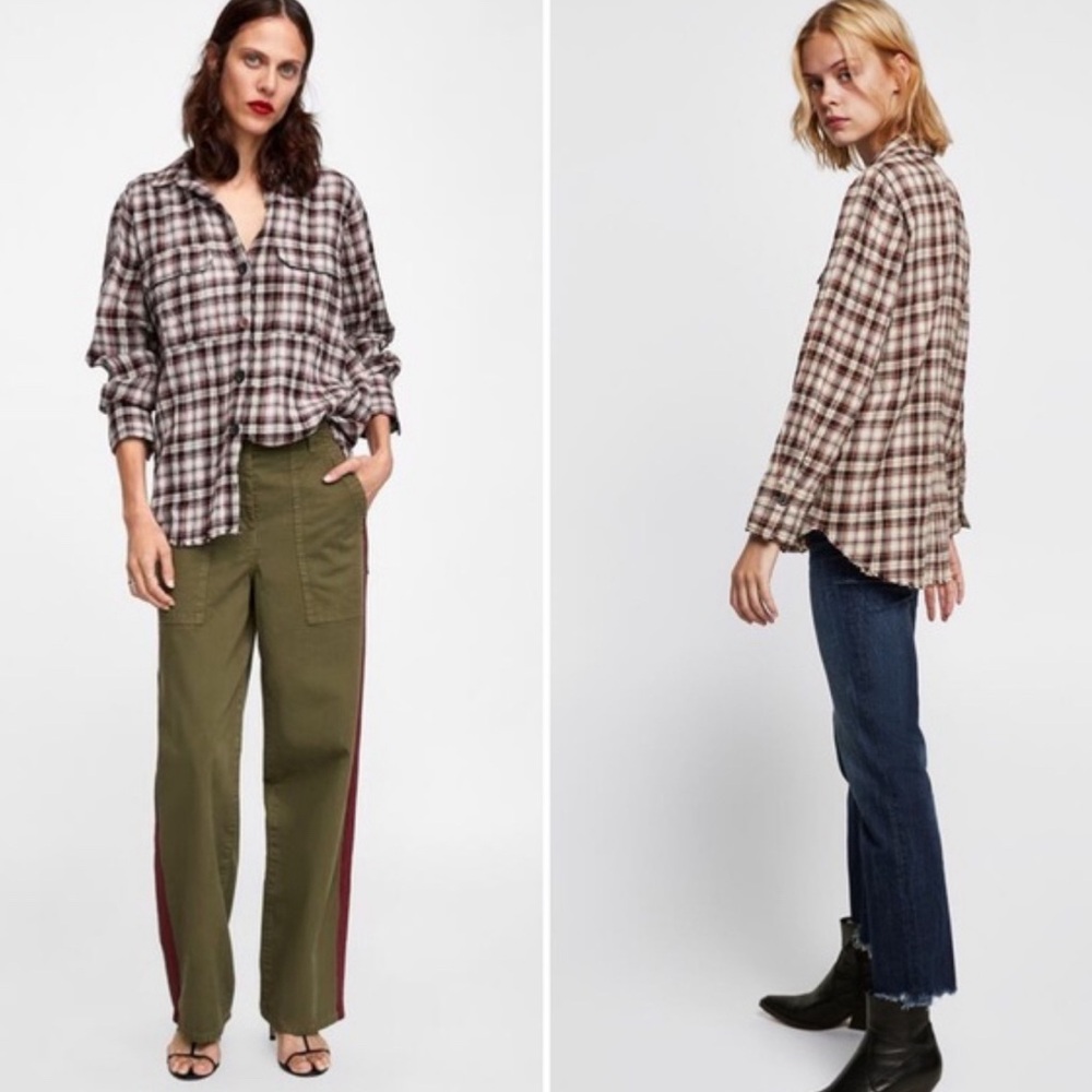 NEW WITHOUT TAGS ZARA PLAID BUTTON DOWN SHIRT